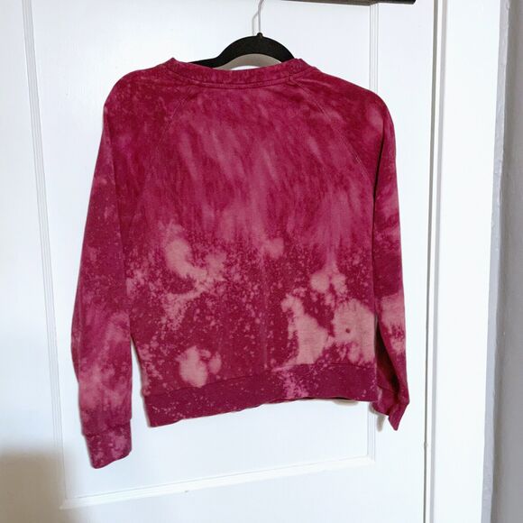 H&M Divided Red Bleach Dye Sweatshirt Womens Size Small Crew Neck Pullover - Picture 2 of 4